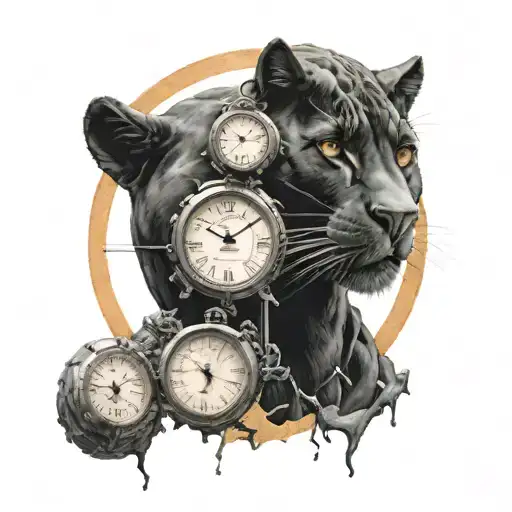 Black Panther With 2 Clocks On The Outside
