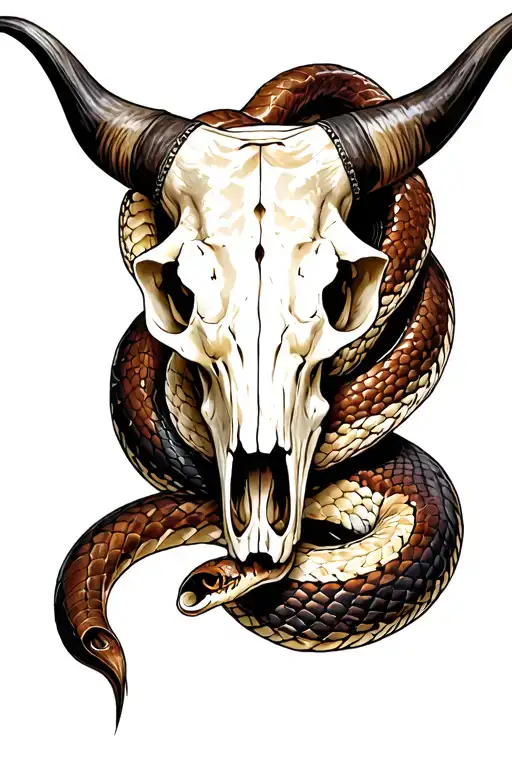 Longhorn Skull With Viper Wrapping
