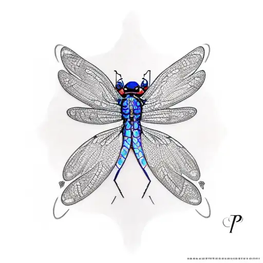 The Letter P With Dragonfly