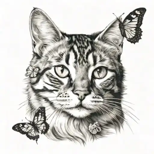 Cat And Butterfly
