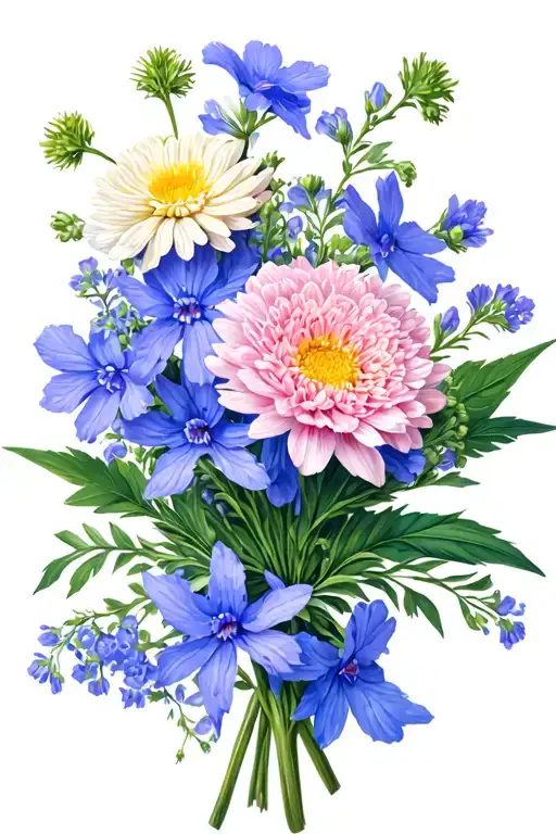 Larkspur And Chrysanthemum Bouquet