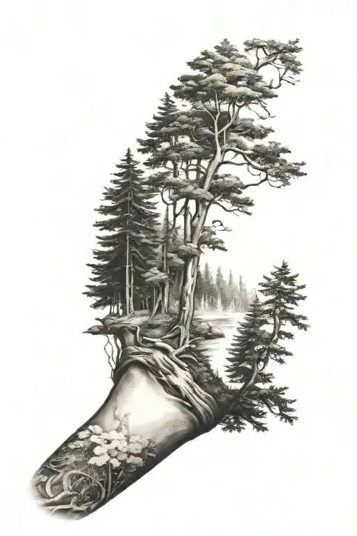 Fore Arm Tattoo Forest Scene