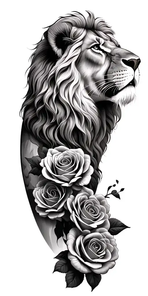 Lion And Roses