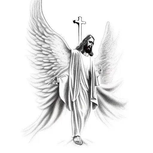 Angels Flying Into Heaven Gates With Jesus Waiting For Them