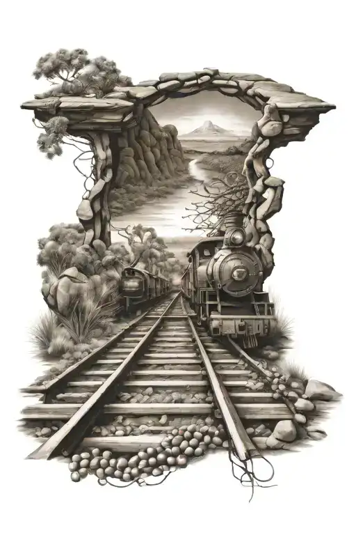 Old Train Track In The Outback With Rosery Beads Intertwined