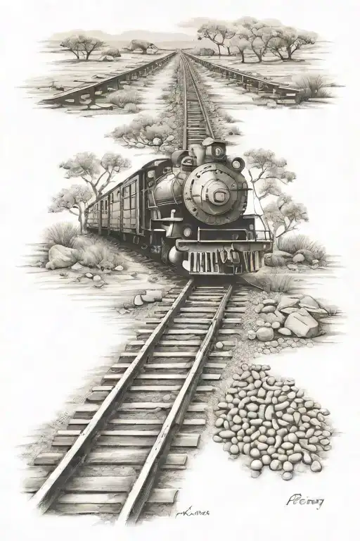 Old Train Track In The Outback With Rosery Beads Necklace With Names