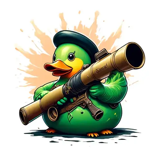 A Gothic Rubber Ducky Holding A Bazooka