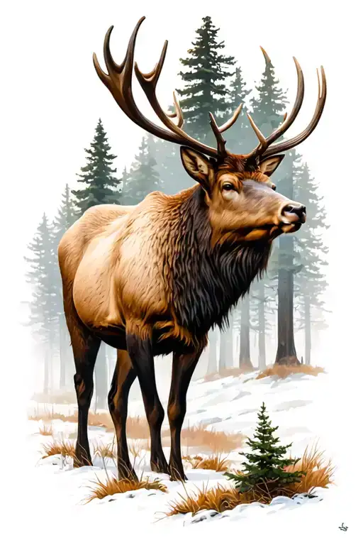 Elk With A Woods Background