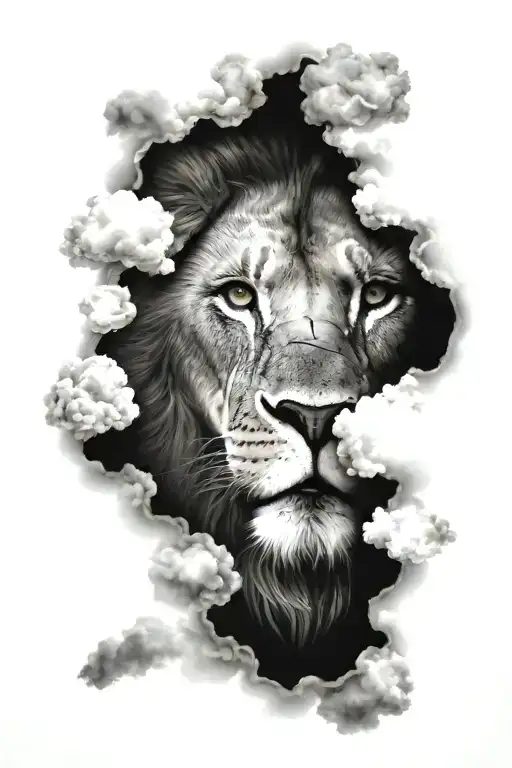 Lion Face And Clouds Surrounding
