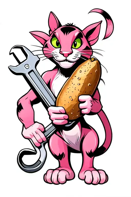 Pink Panther Holding A Spud Wrench