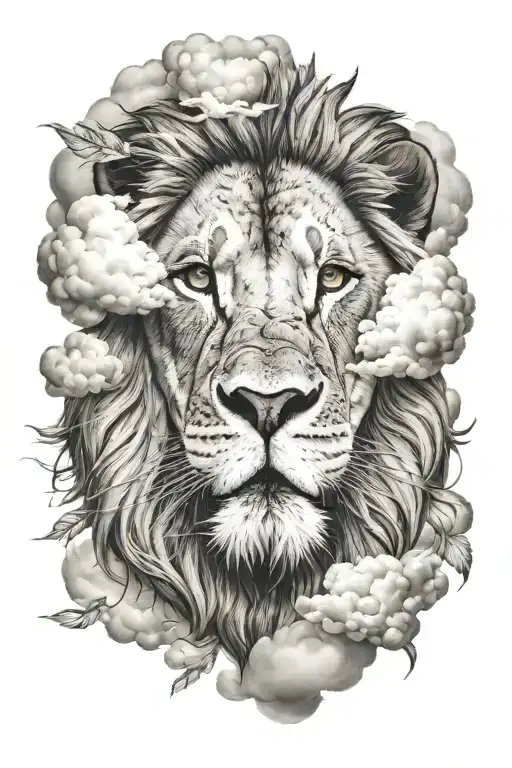 Lion Face And Clouds Inside