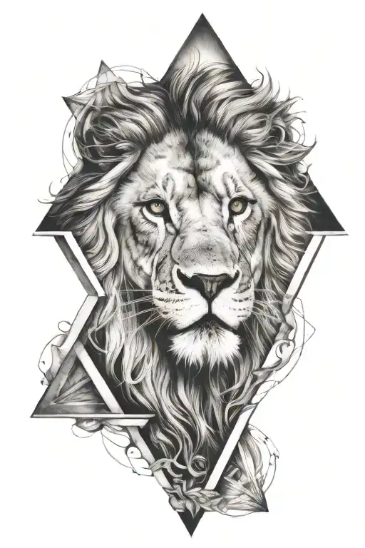 Lion Face And Inside Triangle