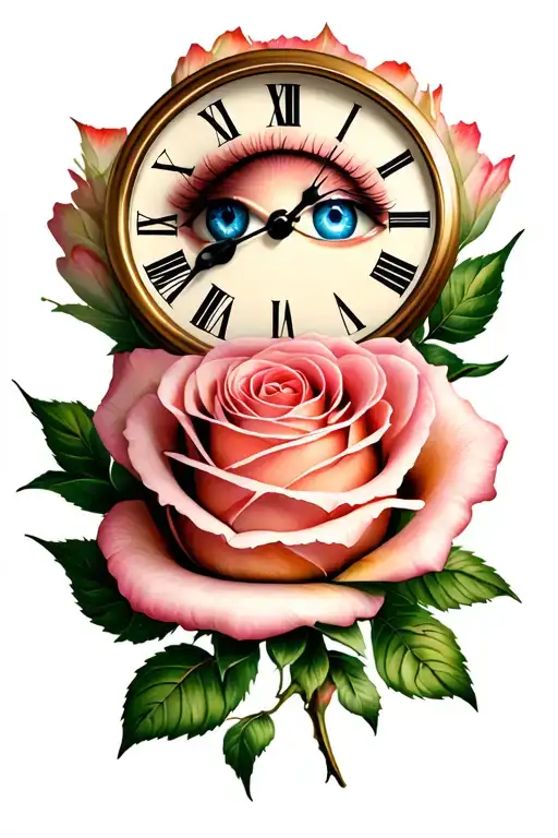 Clock Face Rose Wrapped Blue Eyes