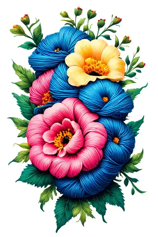 Flowers In Yarn Intertwined Within