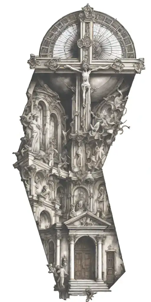 The Inside Of A Catholic Church With An Upside Down Cross