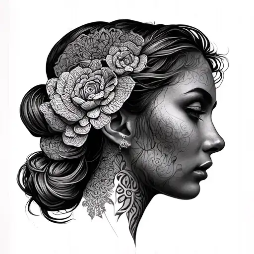 Female Face Side Profile Crochet