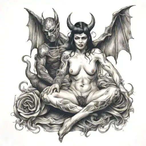 Nude Woman And Devil