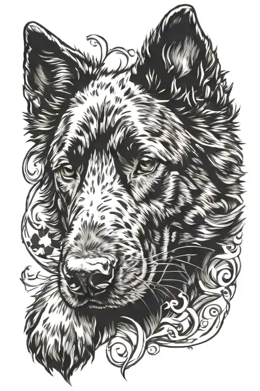 Dog With Face Inside Paw Print Silhouette