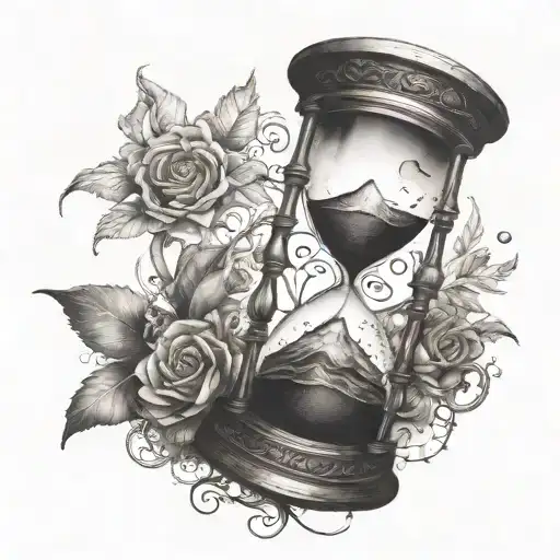 Broken Hourglass Filled With A Sun Set Then Running Out Of The Hourglass