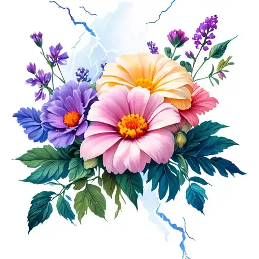Flowers Growing And Lightning