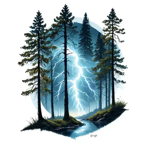 Lightning And Forest