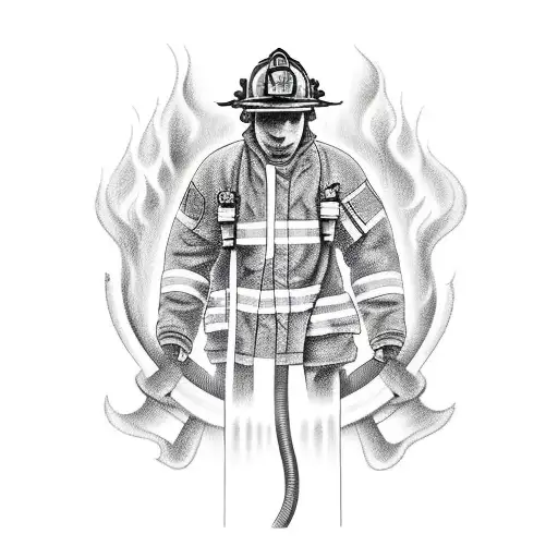 Firefighter Coming Out Of A Fire