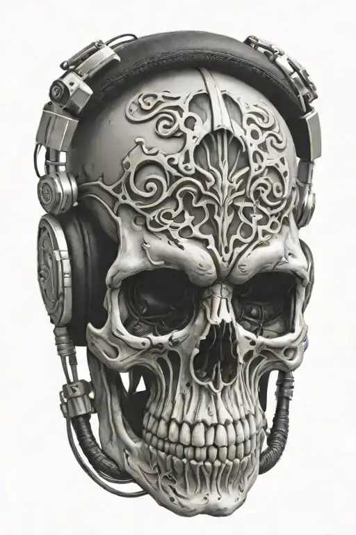 Skull Wearing Headphones