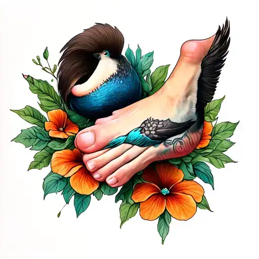 Tattoo On The Whole Foot In West Side Profile Traditional