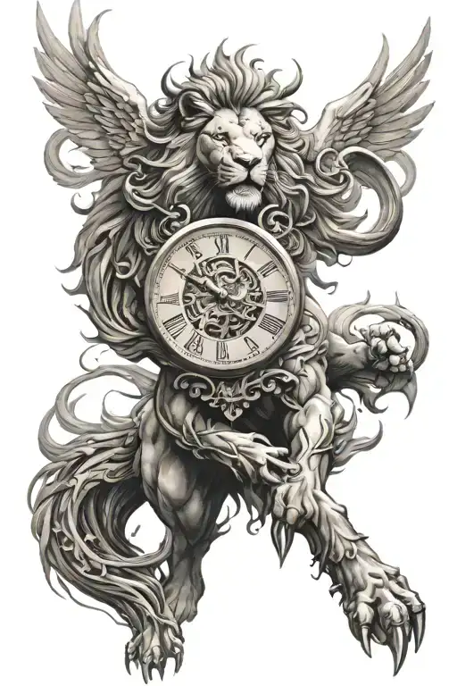 Lion Phoenix Clock Warrior