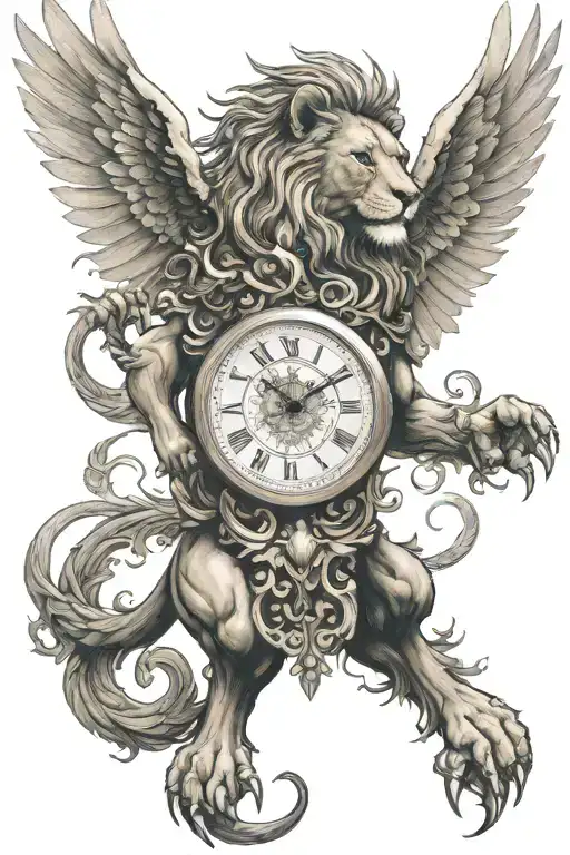 Lion Phoenix Clock Warrior