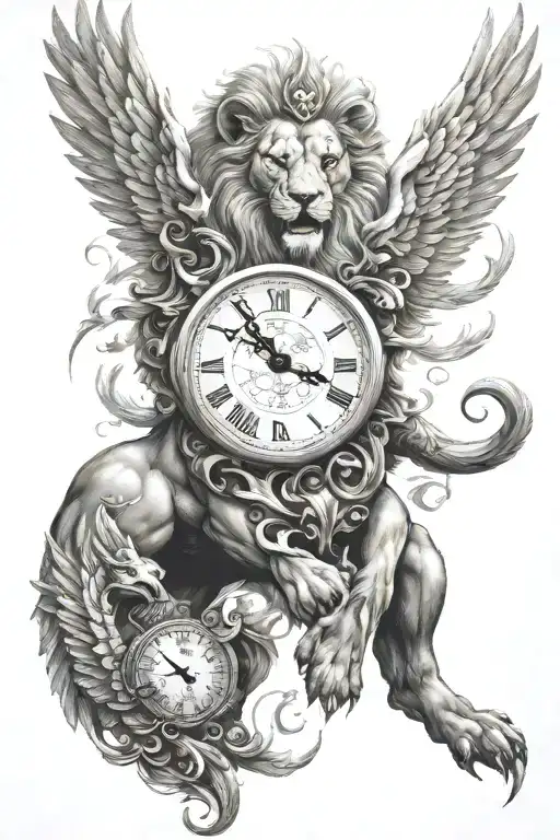 Lion Phoenix Clock Warrior
