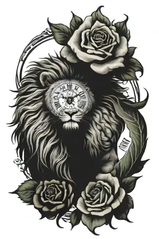 Lion Clock Rose Phoenix