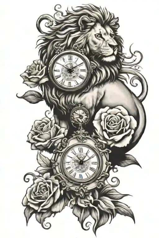 Lion Clock Rose Phoenix