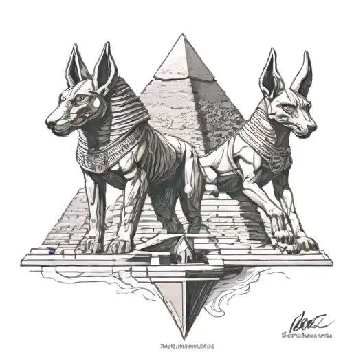 Ancient Egyptian Pyramids And Anubis
