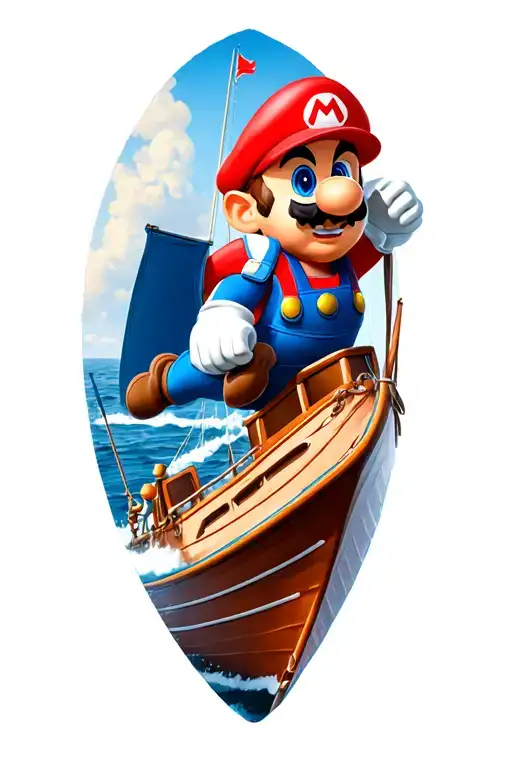 Super Mario On Boat Sailing
