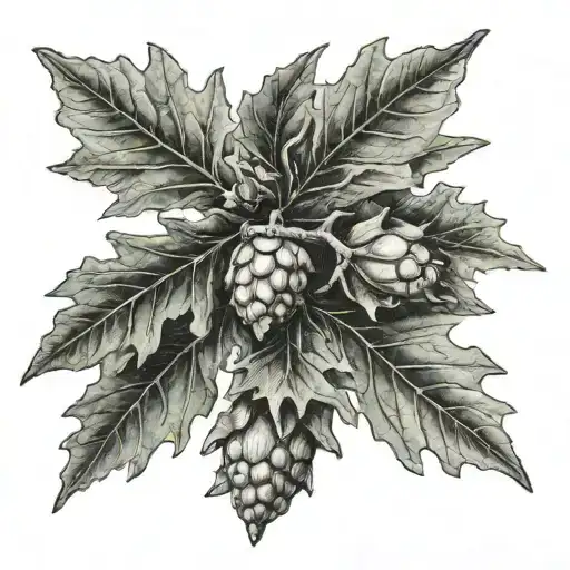 Oak Leaves With Acorns