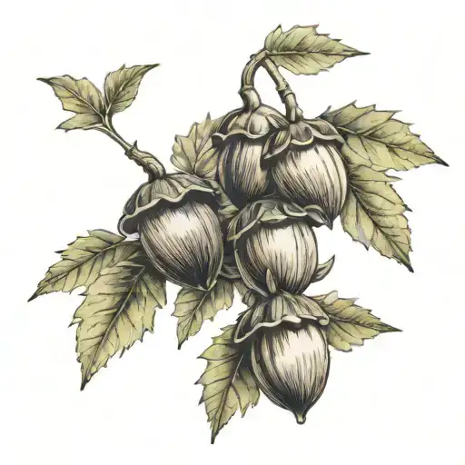 Acorns With Leaves