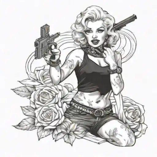 Marilyn Monroe With Bandana Holding Gun
