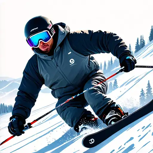 A Skiing Skier On The Mountain With Sun