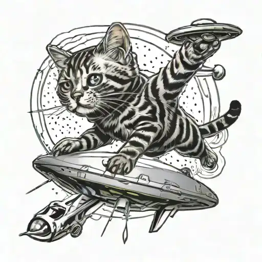 Cat Being Abducted By Ufo Beaming