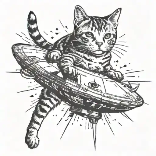 Cat Being Abducted By Ufo Beaming