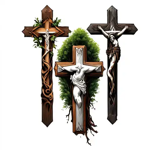 3 Crosses With Arm Trees