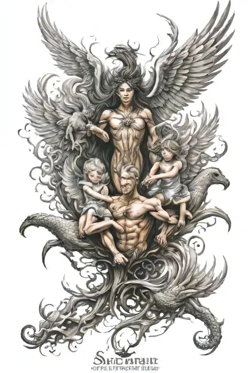 Family With 2 Children Sagittarius Phoenix Rising From The Ashes