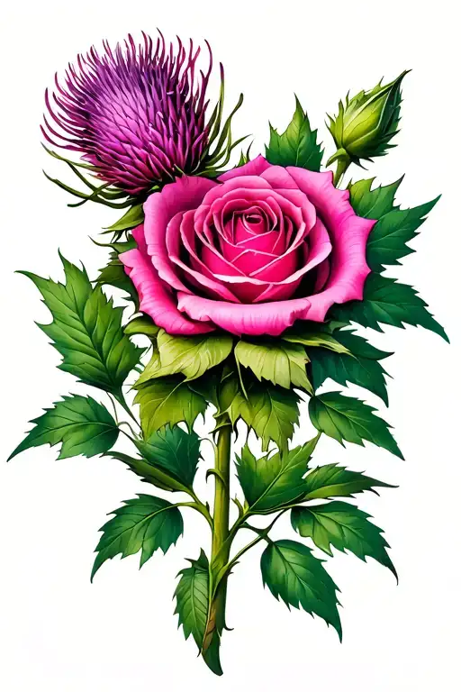 Sward Scottish Thistle Rose Intertwined