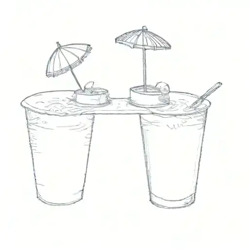 Two Drinks On A Table Next To The Ocean