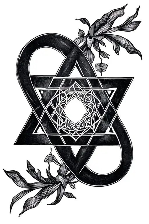 Delicate Kabbalah Symbols Sternum Tattoo Black For Female