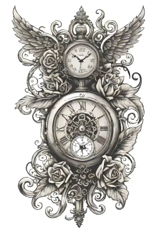 Cross And Pocket Watch Face Made Entirely Of Intricate