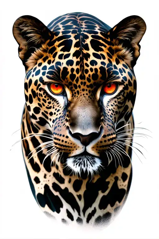 Black Jaguar Red Eyes Looking Left