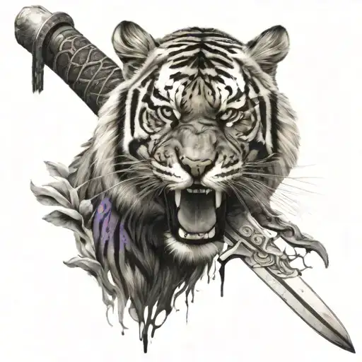 Tiger With Kukri Sword