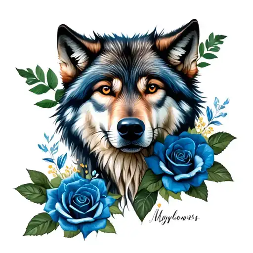 Wolf Blue Roses Mayflowers Hibiscus
